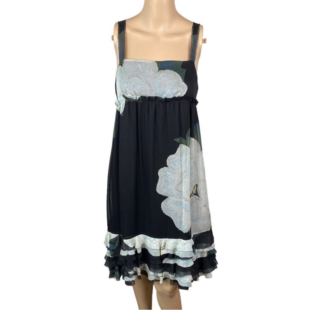 Diane Von Furstenberg SZ 4 Oleada Silk Floral Empire Waist Babydoll Slip Dress